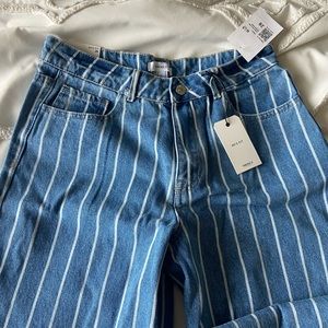 NWT Striped Wide-Leg Jeans